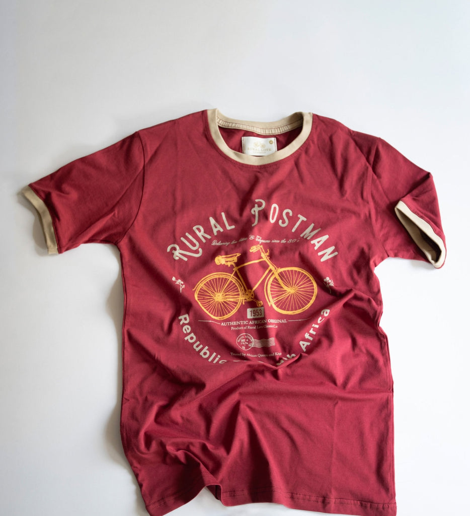 RURAL POSTMAN | maroon t-shirt - Rural Love Classics